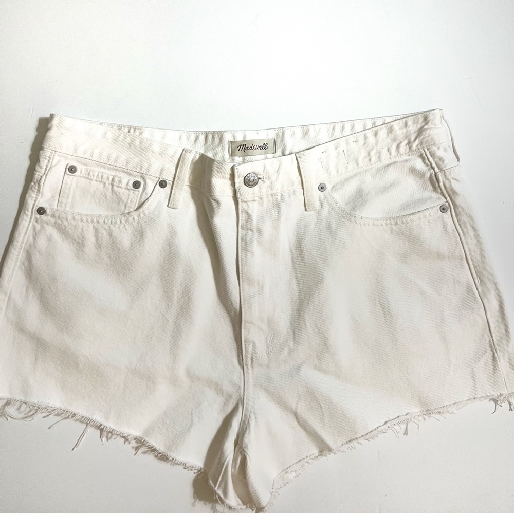 MADEWELL Relaxed White Denim Cut Off Shorts 32